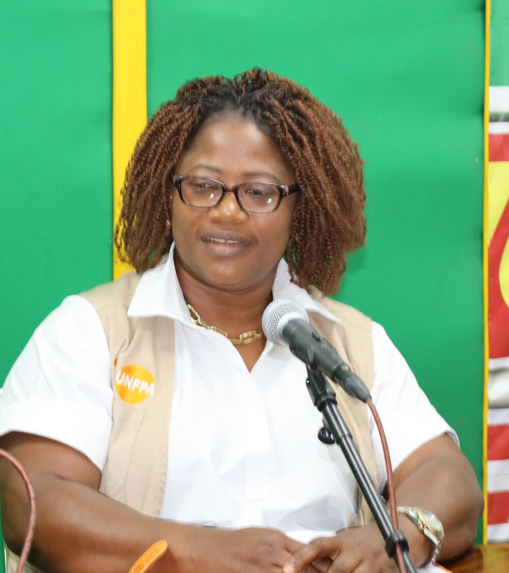 Woseh Gobeh-Weah, Specialist, Sexual Reproductive Health Quality of Care at UNFPA in Liberia appear alongside the survival and partners to raise awareness on obstetric fistula on the International Day to end Obstetric Fistula. 