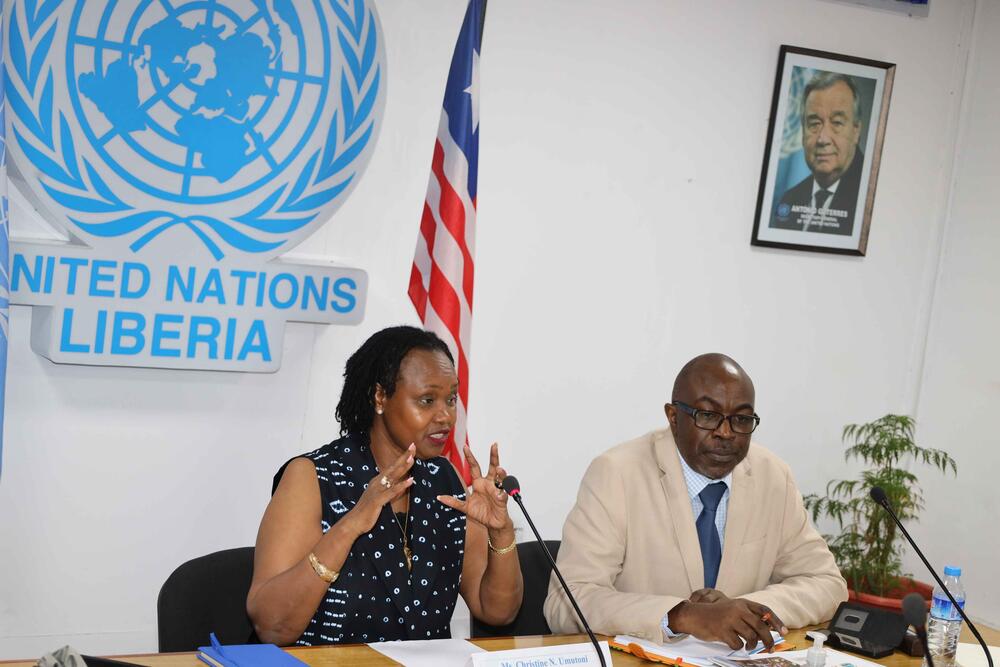 Christine Umutoni, UN Resident Coordinator chaired the meeting. ©UNFPA Liberia/George Y. Sharpe