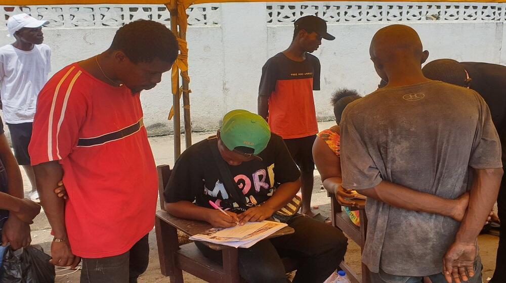 At-Risk youth on drugs queue to join rehabilitation programme by the Government of Liberia and the United Nations.